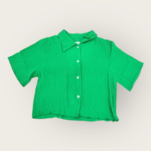 Women's Casual Green Button-Up Shirt